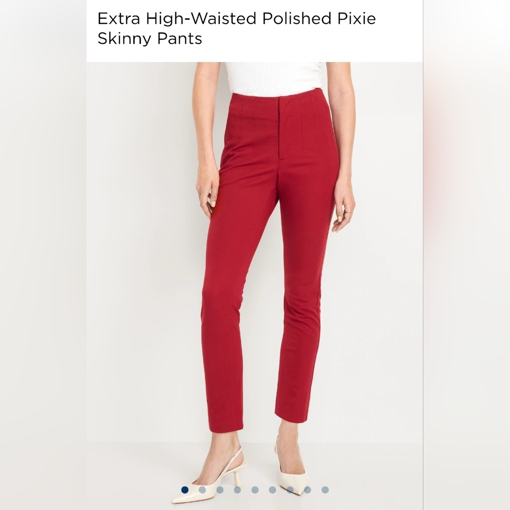 Old Navy Extra High Waisted Polishex Pixie Skinny Pants Size 12, Cherry Red, Euc
